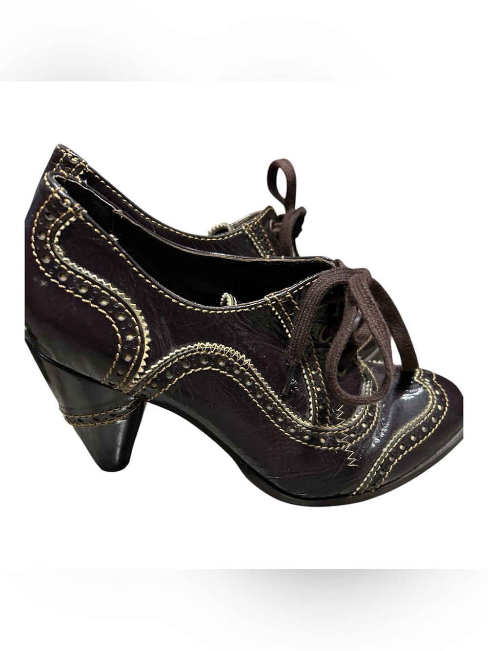 Ginita Women's Espresso Lace-Up Oxford Heels Sz 8.5
